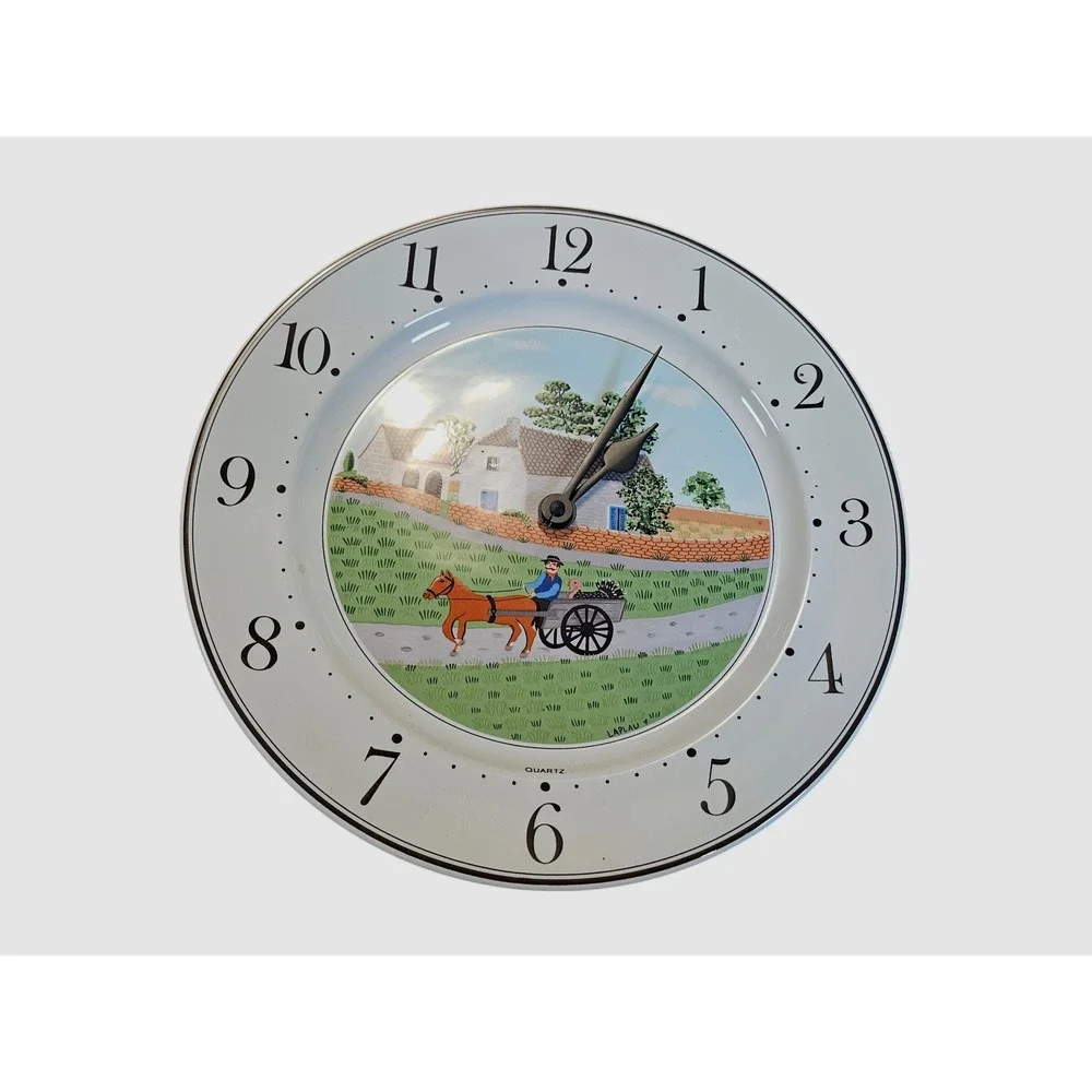 Villeroy & Boch Wall Clock 10.5in White Design Naif Folk Art Laplau Quartz